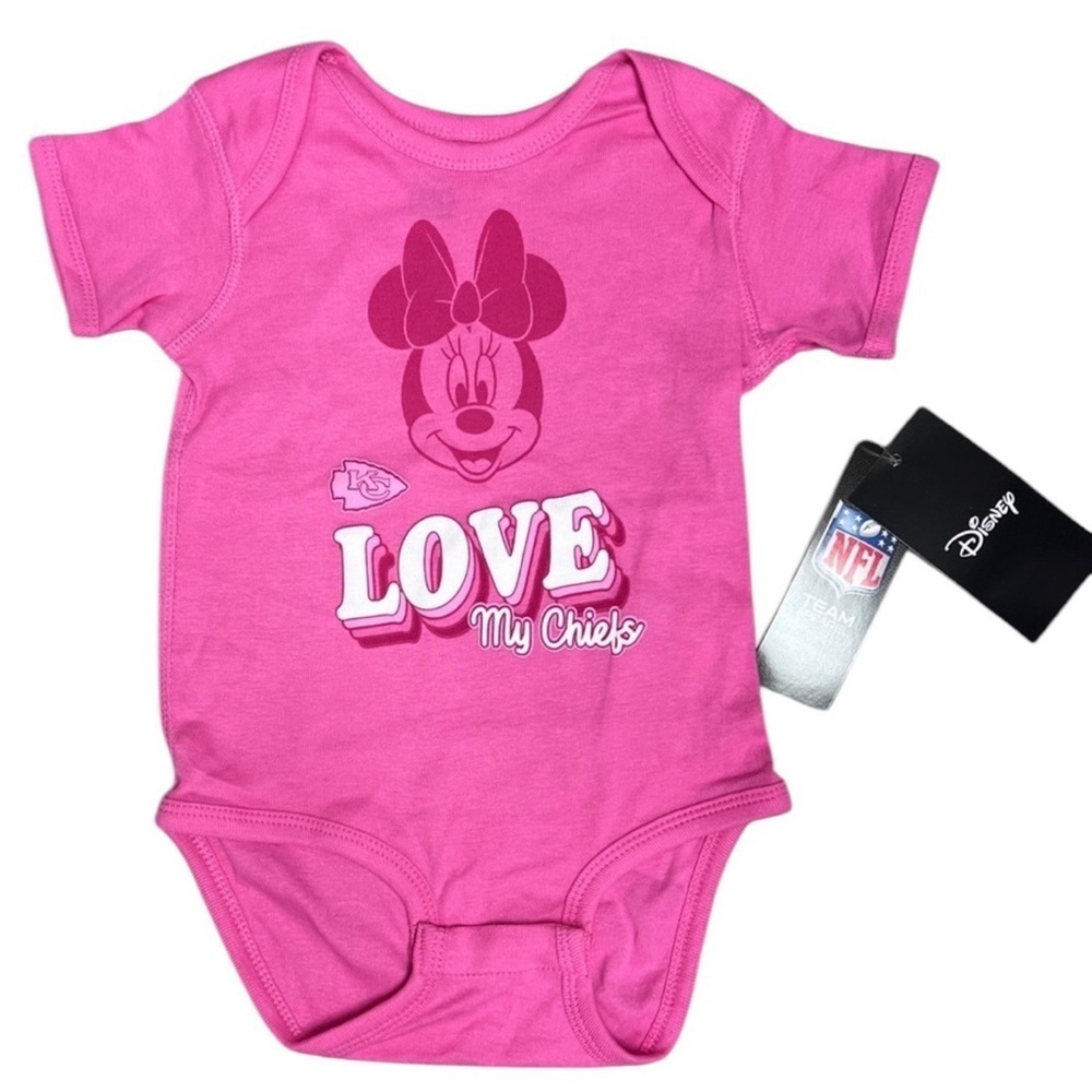 Disney NWT NFL Minnie Mouse “Love My Kansas City Chiefs” Cotton Bodysuit 18 m